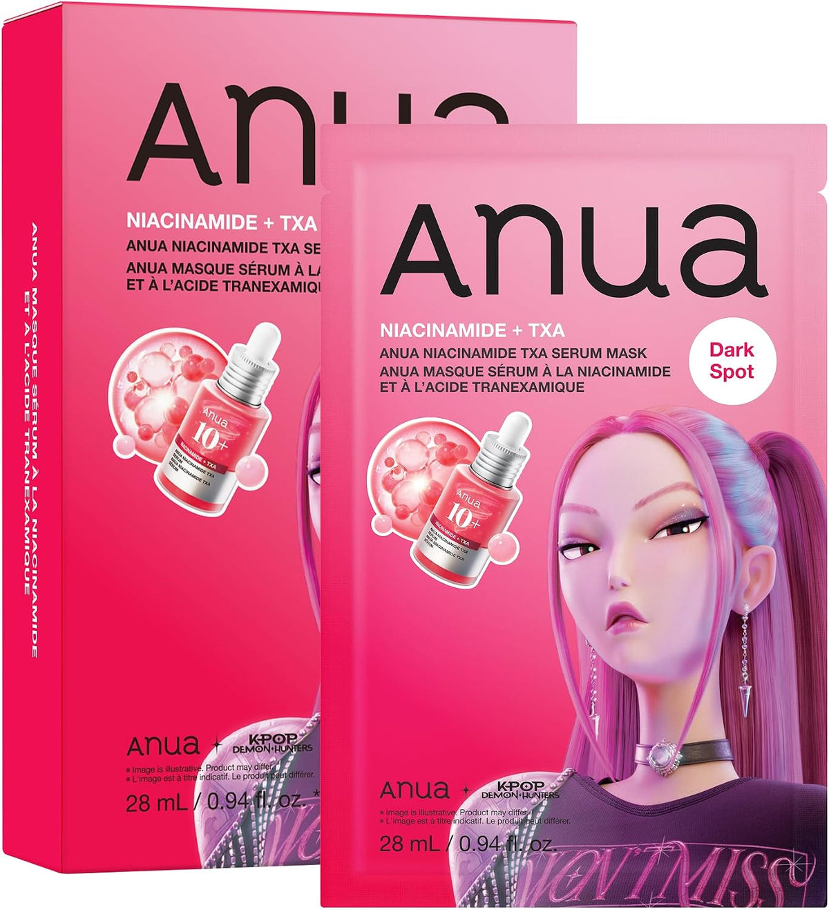 Anua Niacinamide TXA Serum Mask, K-Pop Demon Hunters Edition, 10 Sheets