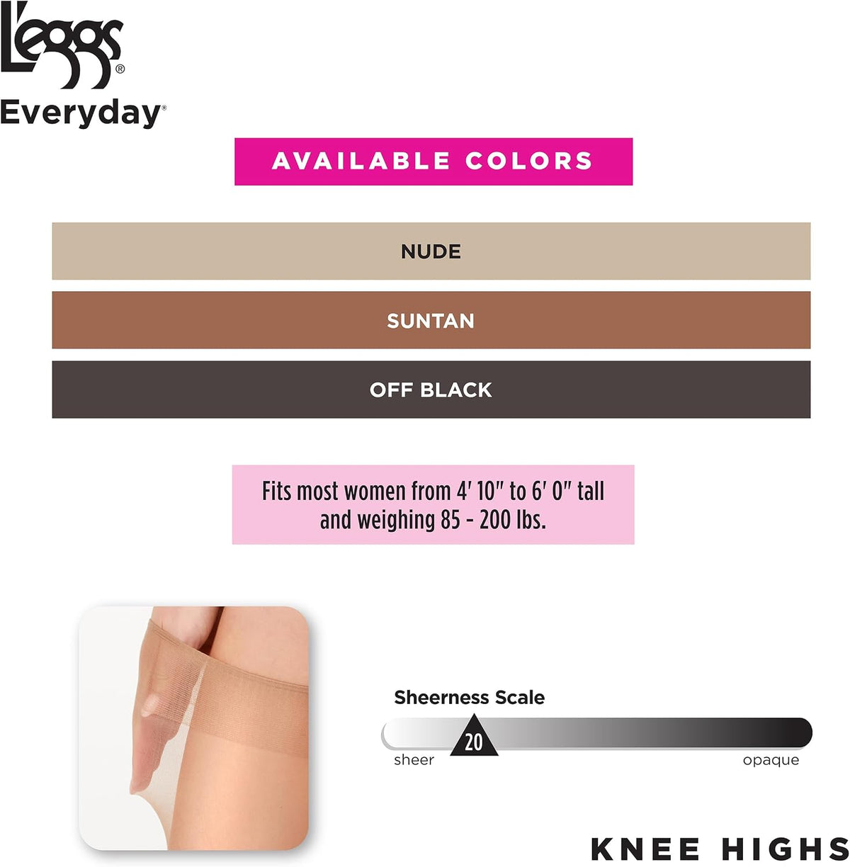 L'eggs Everyday Knee High Stockings, Nude, Pack of 10 - view 5