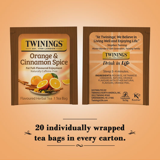 Twinings Orange and Cinnamon Spice Herbal Tea 20 Teabags - view 2