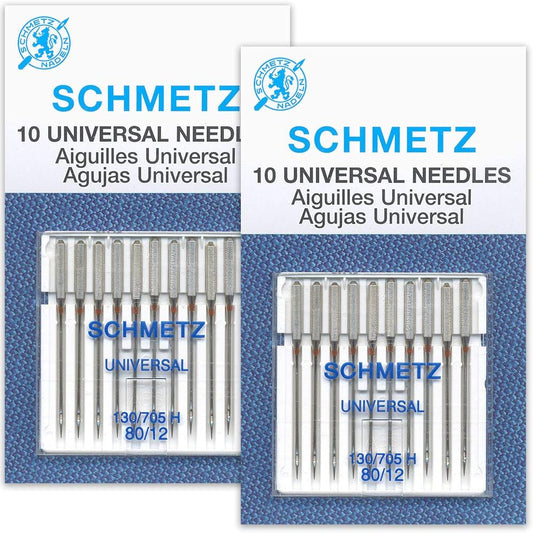 SCHMETZ Universal Sewing Machine Needles, Size 80/12, 2 Packs of 10