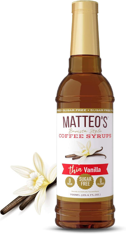 Matteo's Sugar Free Coffee Syrup, Vanilla, 25.4 oz