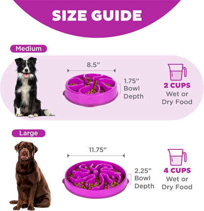 Outward Hound Fun Feeder Slo Bowl Dog Slow Feeder, Flower, Purple, 8.5 Inch - view 5