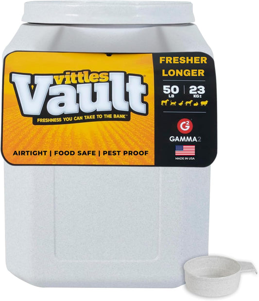 Gamma2 Vittles Vault Airtight Pet Food Storage Container with Scoop, 50 lb