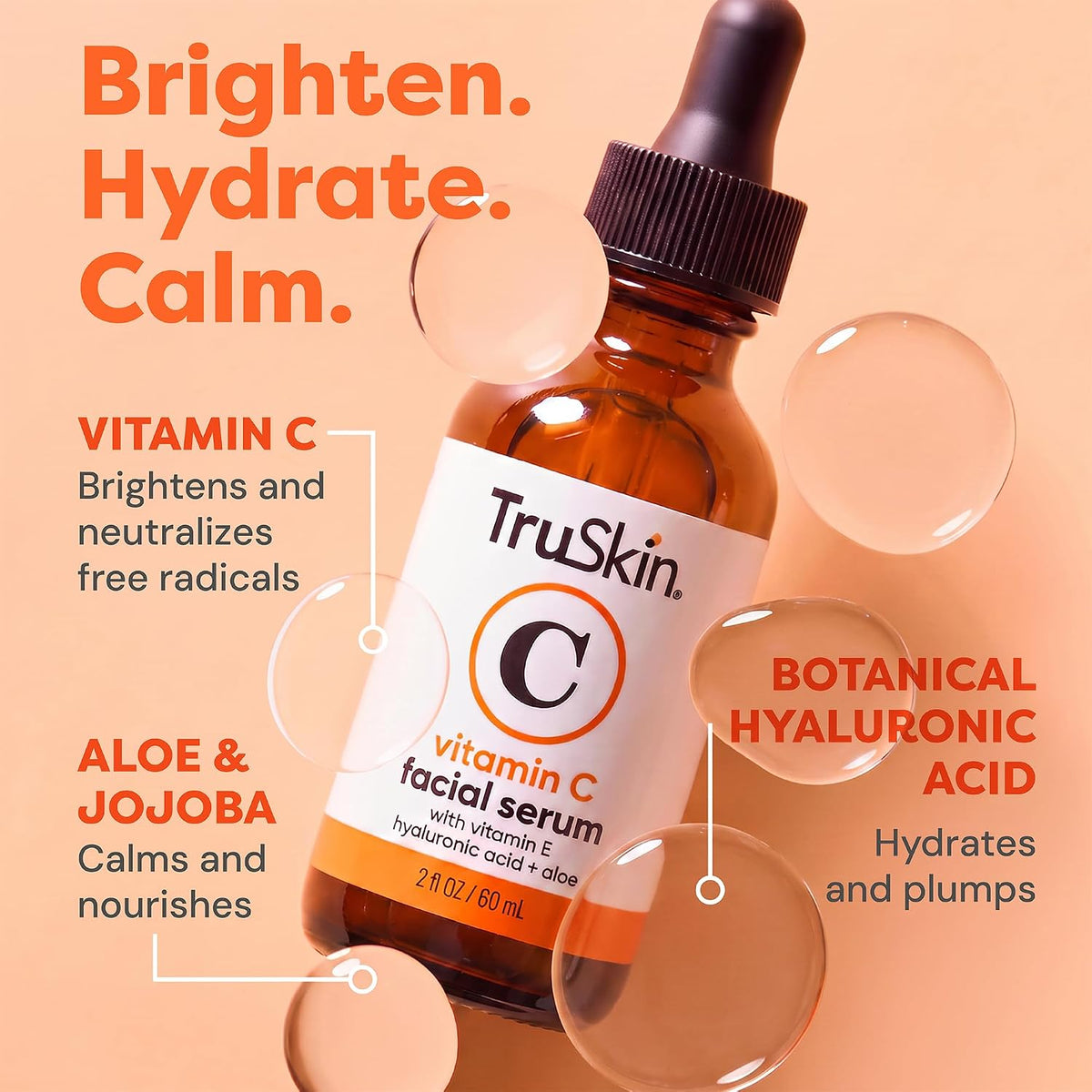TruSkin Brightening Vitamin C Serum with Hyaluronic Acid, 2 fl oz - view 2