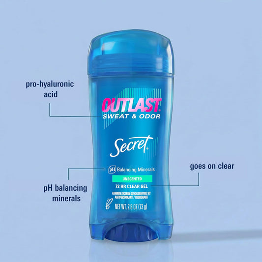 Secret Outlast Unscented Women's Clear Gel Antiperspirant & Deodorant 2.6 oz - view 2