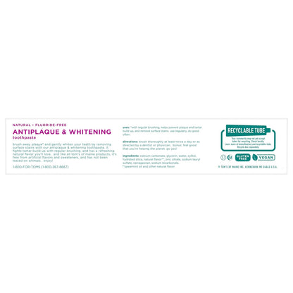 Tom's of Maine Antiplaque Whitening Fluoride-Free Toothpaste 5.5 oz, 2 Count - view 6