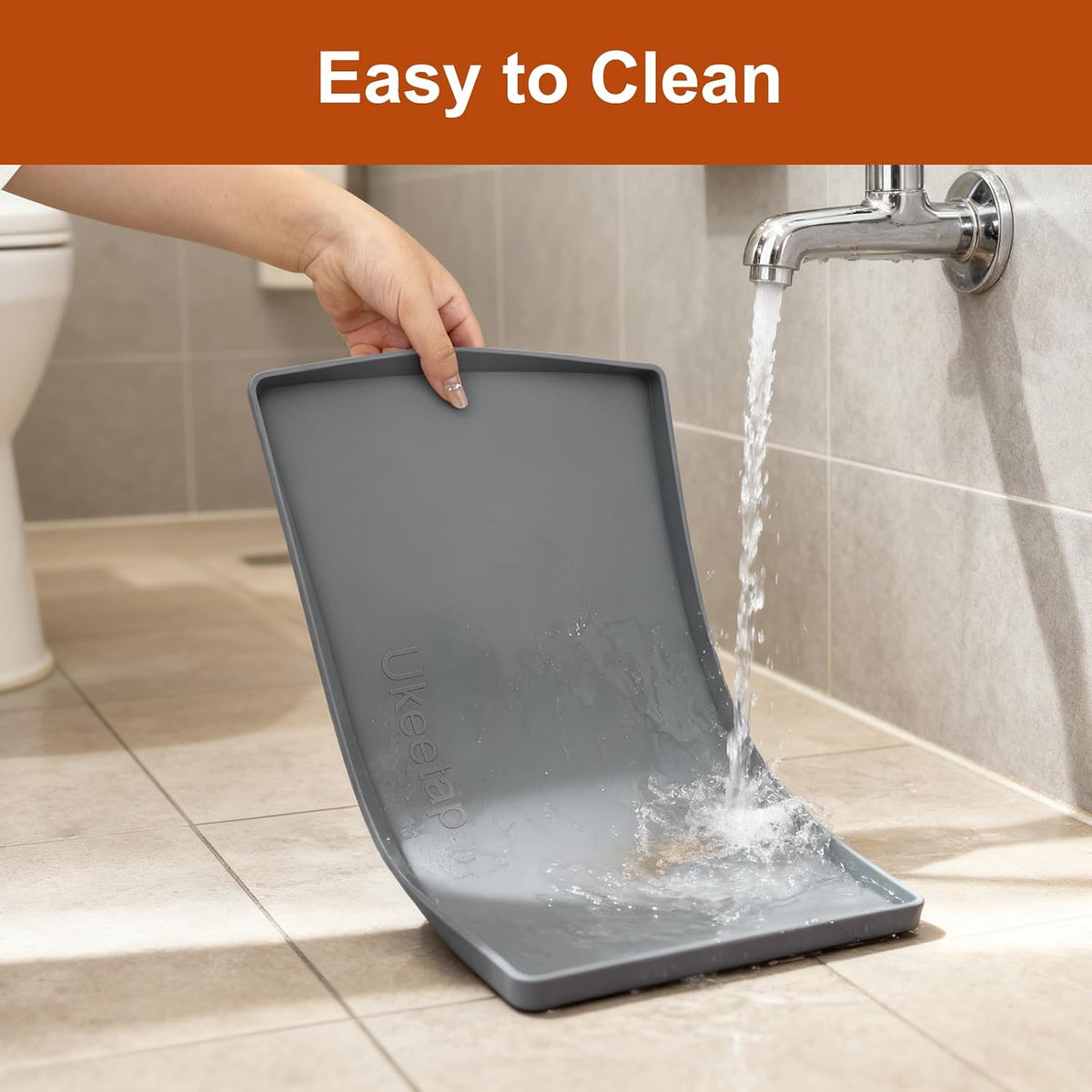ukeetap Waterproof Silicone Mat with Raised Edge, 19 x 12 in, Gray - view 6