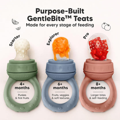 KeaBabies Baby Fruit Feeder, Silicone, 2 Pack, Slate - view 5
