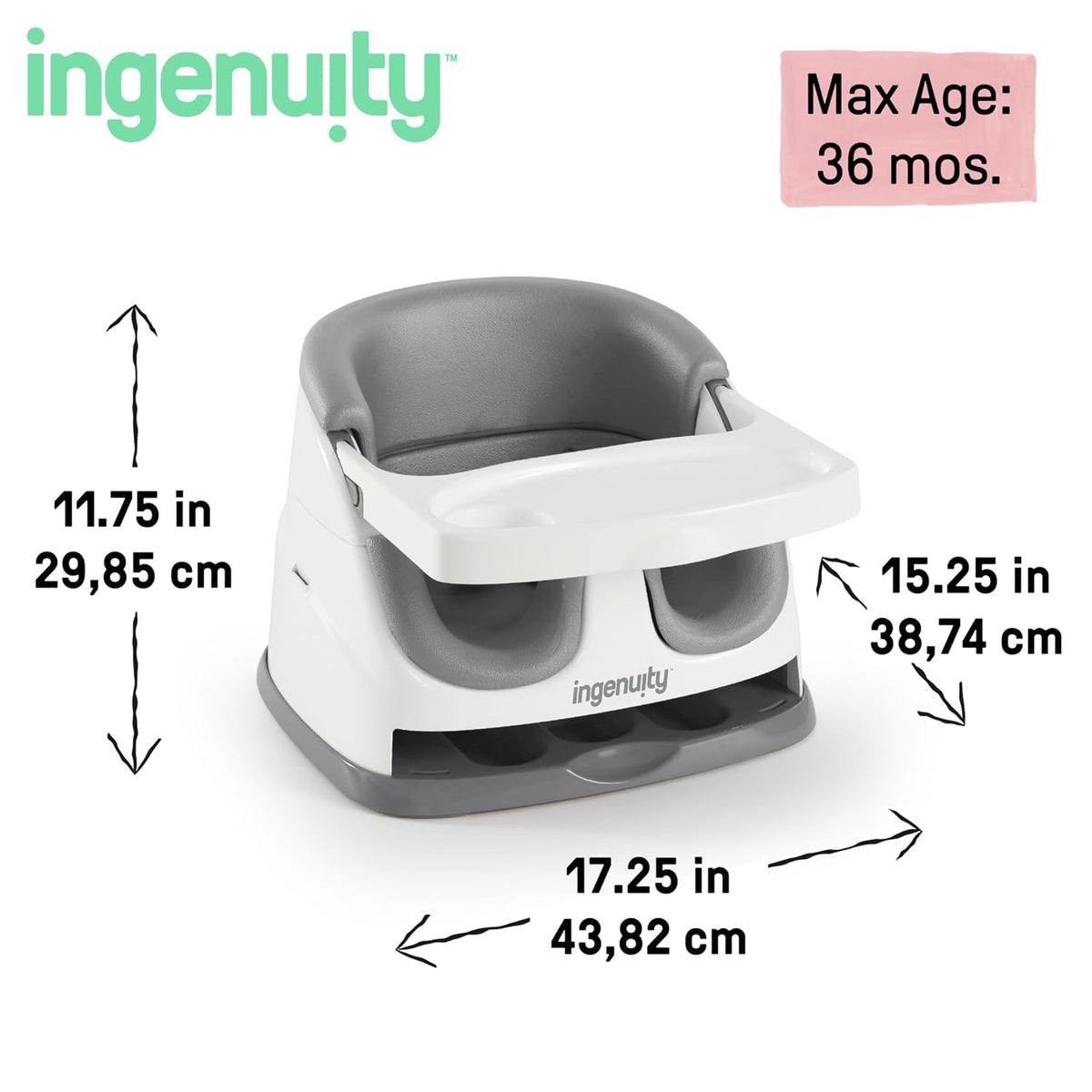 Ingenuity Baby Base 2-in-1 Booster Feeding and Floor Seat, Slate - view 6