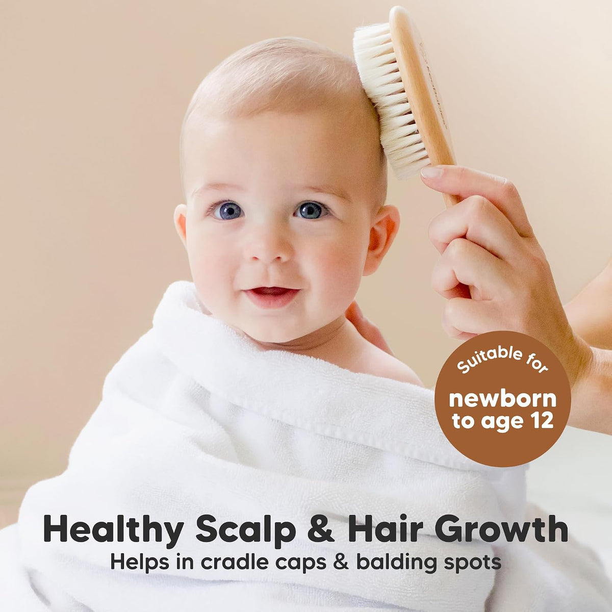KeaBabies Wooden Baby Hair Brush with Goat Bristles, Walnut, Regular - view 3