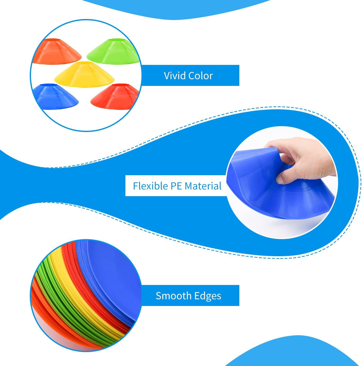 FGBNM Disc Cones, 25 Pack in 5 Colours with Carry Bag and Holder - view 3