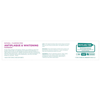 Tom's of Maine Fluoride-Free Antiplaque Whitening Toothpaste, Fennel, 5.5 oz x2 - view 6