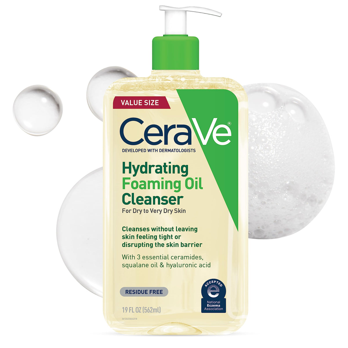 CeraVe Hydrating Foaming Oil Facial Cleanser 539 g (19 oz) — product view