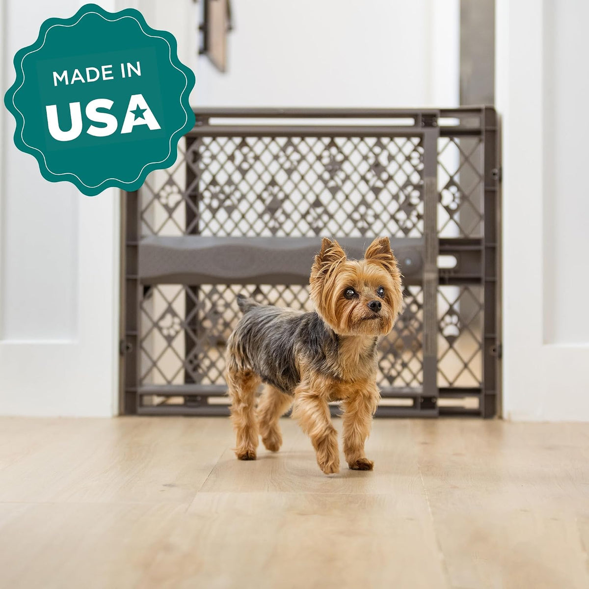 MYPET Paws Portable Pet Gate, 26-40 in Wide, 23 in Tall, Fieldstone Grey - view 6