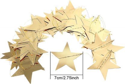 Patelai Gold Star Paper Garland Banner, 10 Strings, 130 ft (40 m) - view 2