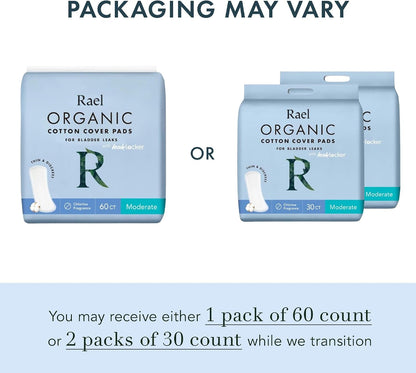Rael Organic Cotton Cover Incontinence Pads for Women, Moderate, 60 Count - view 2