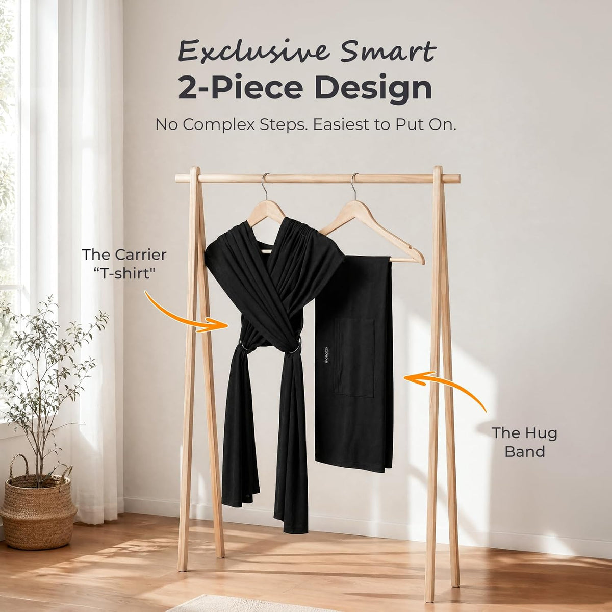 Momcozy Baby Wrap Carrier, Easy-On 2-Piece Design, Newborn to 33 lb - view 2