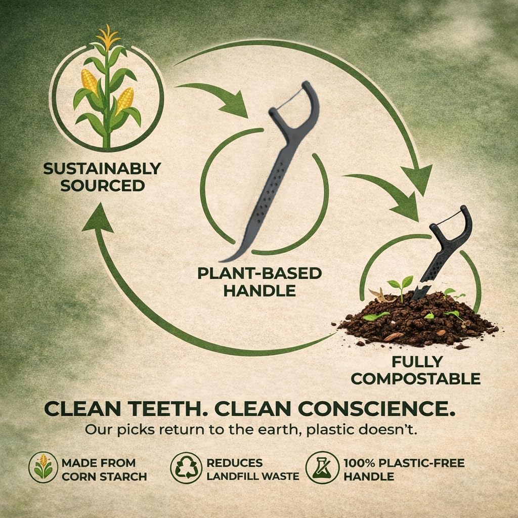 EcoYou Biodegradable Floss Picks, Mint, 200 Count (4 Pack) - view 2