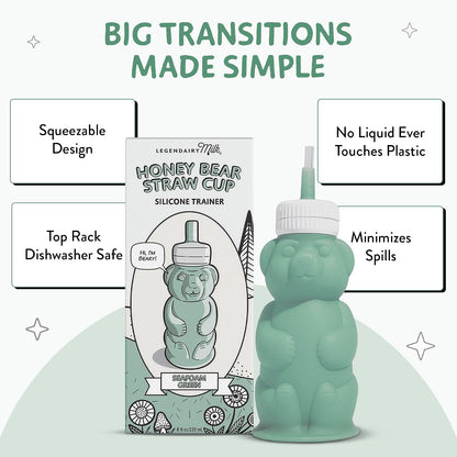 Legendairy Milk Honey Bear Silicone Straw Sippy Cup, Green, 8 oz (240 ml) - view 4