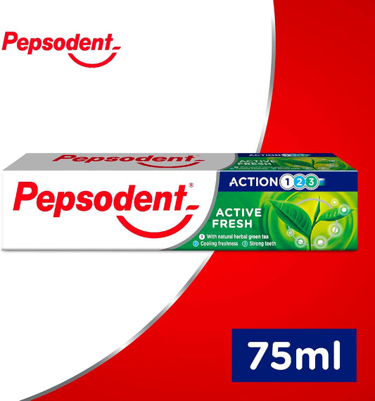 Pepsodent Active Fresh Toothpaste with Fluoride & Calcium, 4 x 75 ml - view 2