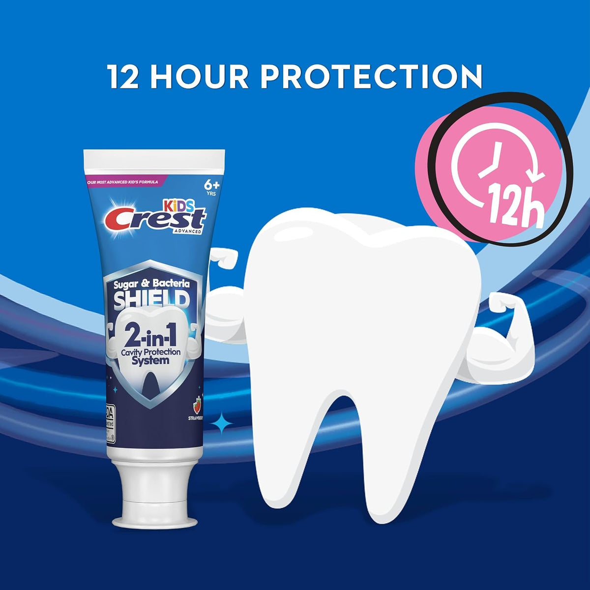 Crest Kids Sugar Bacteria Shield Toothpaste, Strawberry, 4.1 oz, Pack of 3 - view 3