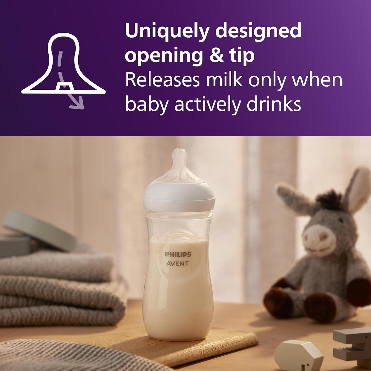 Philips Avent Natural Baby Bottles, Fast Flow, 11 oz (330 ml), Pack of 4 - view 3