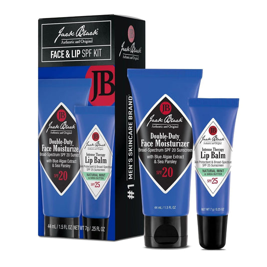 Jack Black Face & Lip Set, SPF Face Moisturiser & Natural Mint Lip Balm