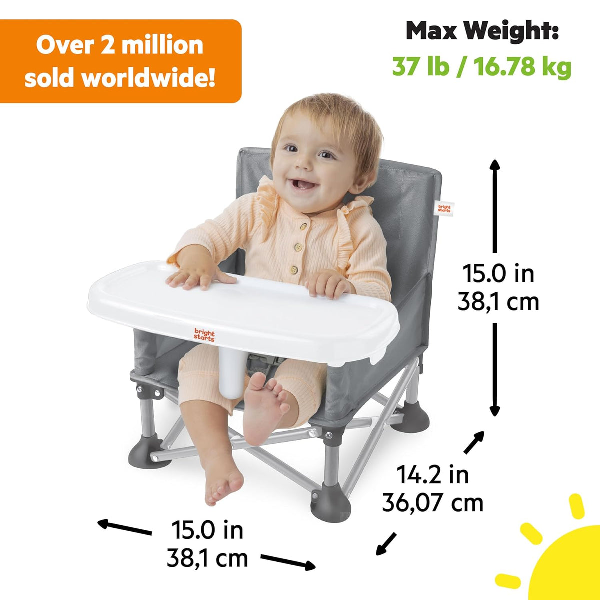 Bright Starts Pop 'N Sit 3-in-1 Portable Booster Seat, Grey - view 4