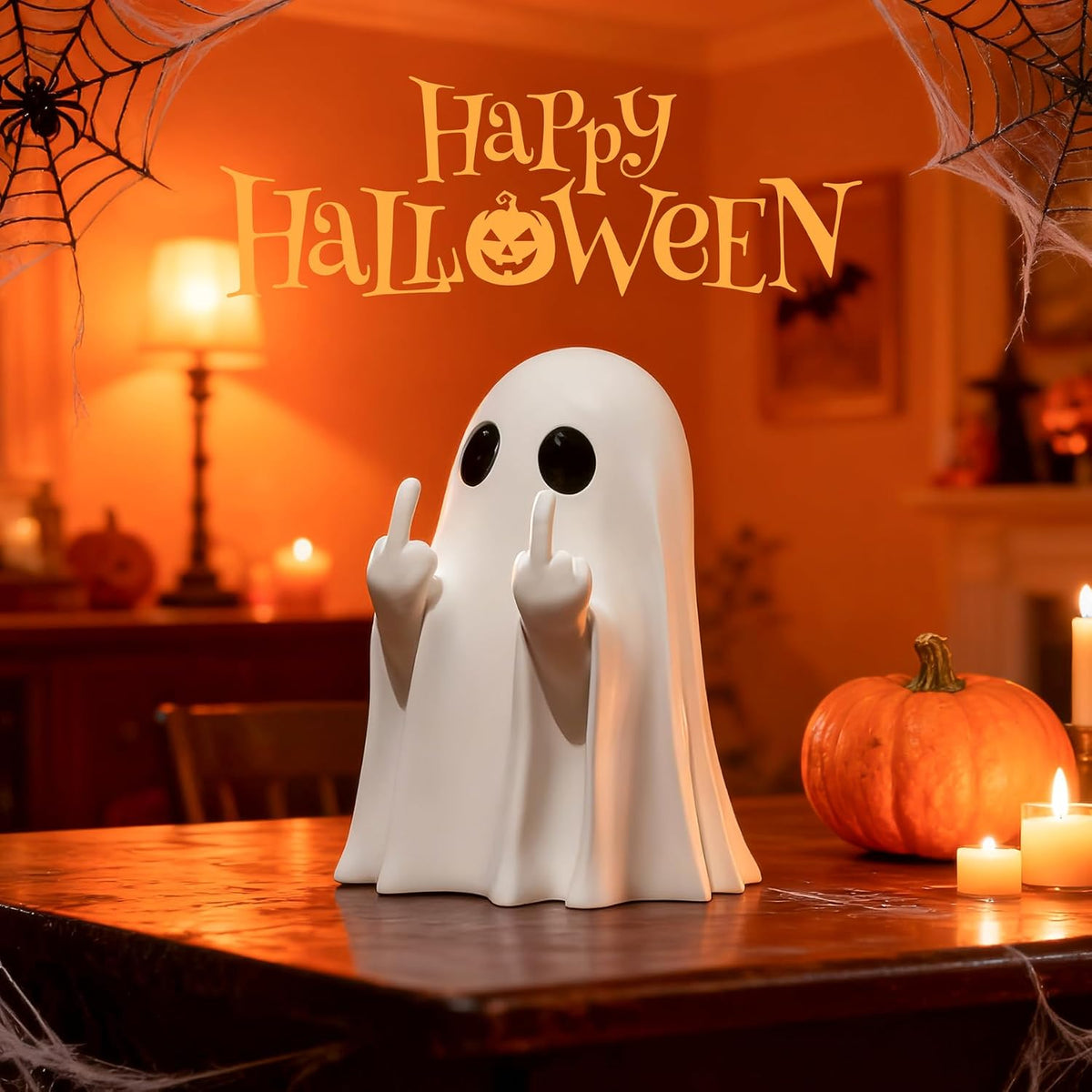 Chgfs Halloween Ghost Figurine, White Ceramic Finger Ghost Ornament - view 5