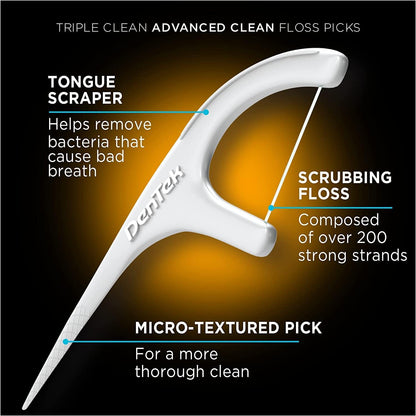 DenTek Triple Clean Advanced Clean Floss Picks, 20 Count, Pack of 8 - view 3