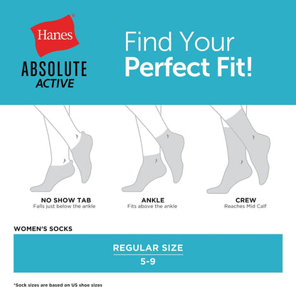 Hanes Women's Absolute Active Cushioned Crew Socks, 4 Pairs - view 5