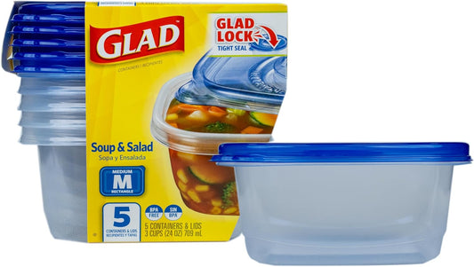 GladWare Medium Rectangle Food Containers, 24 oz (720 ml), 5 Count