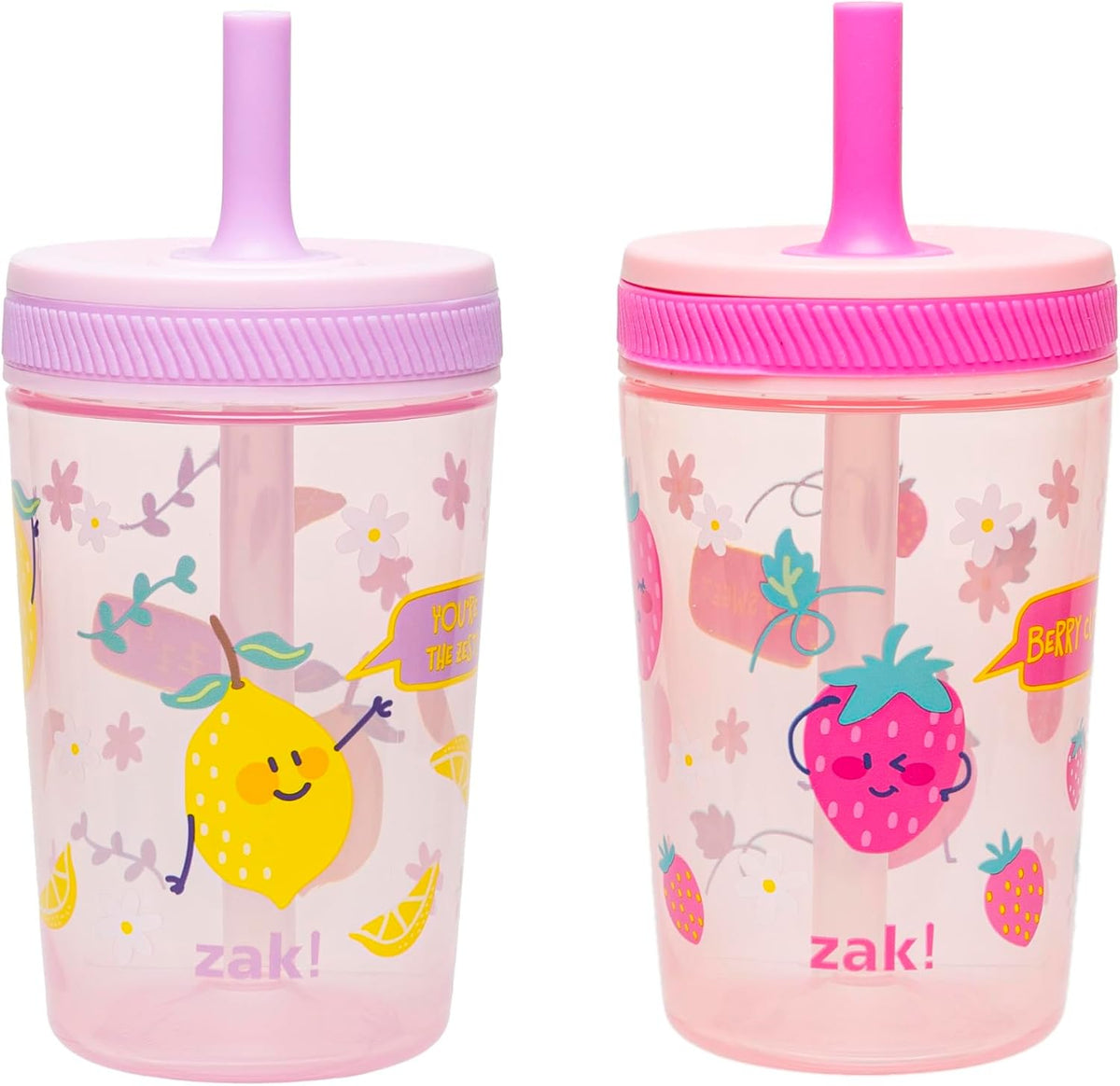 Zak Designs Kelso Toddler Cups 15 oz, 2-Pack, Sweet Berry and Lemon Zest — product view