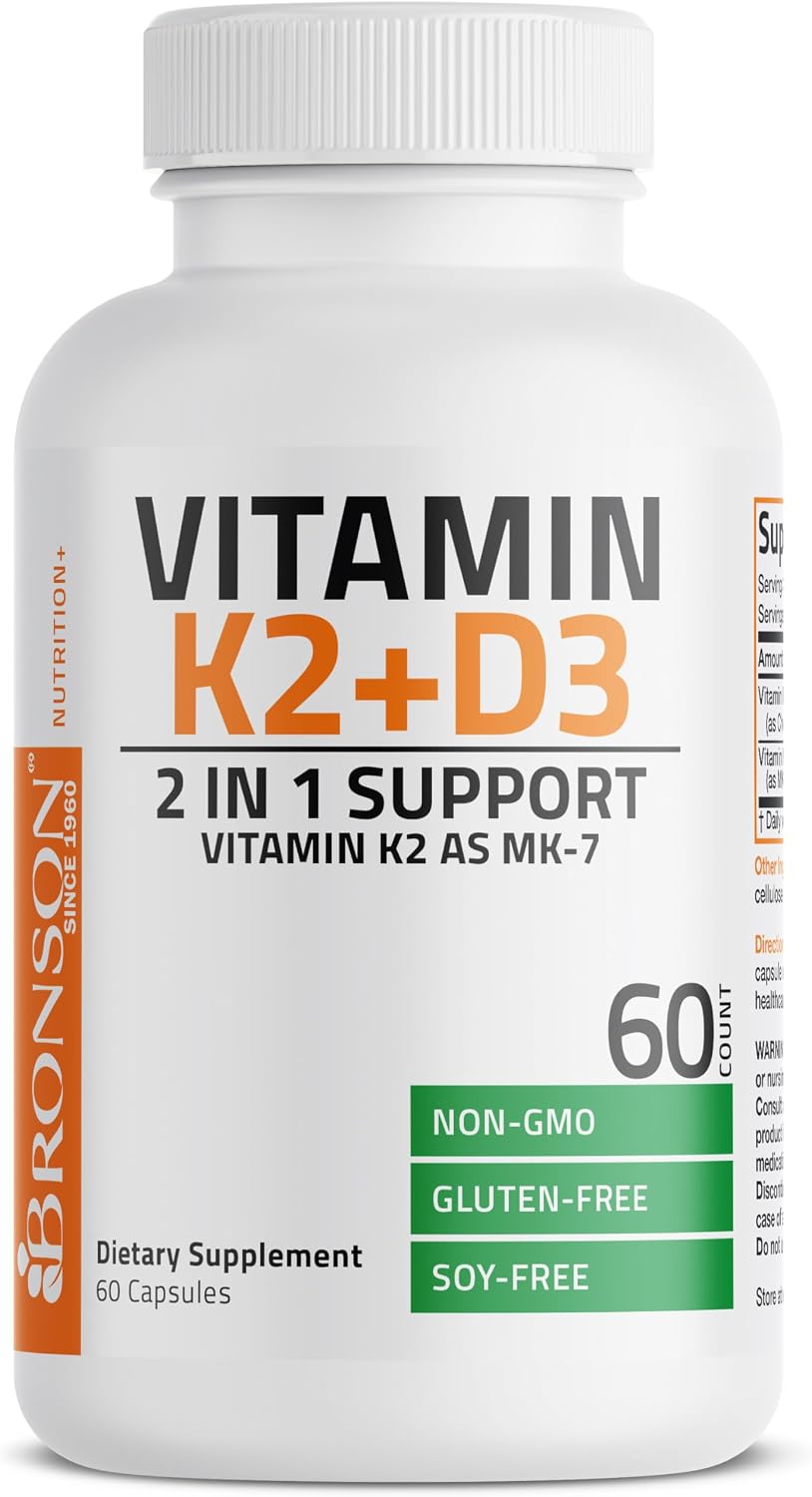 Bronson Vitamin K2 (MK7) and D3 Complex Supplement, 60 Capsules - view 5