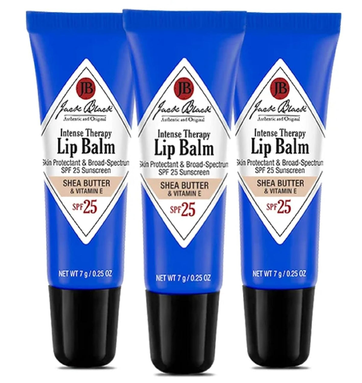 Jack Black Intense Therapy Lip Balm SPF 25, Shea Butter, 0.25 oz (7 g) x 3