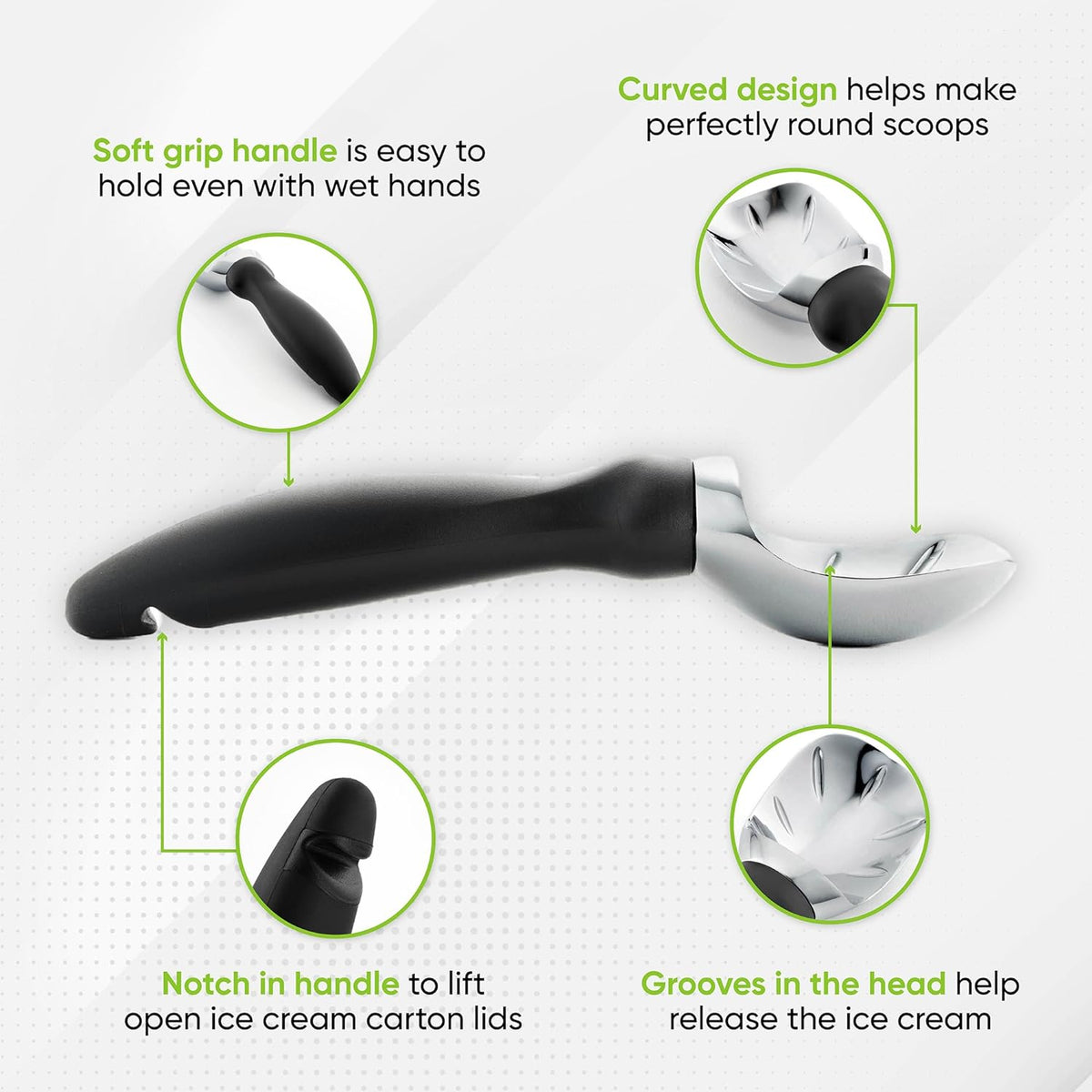 Spring Chef Heavy Duty Metal Ice Cream Scoop, Black - view 3
