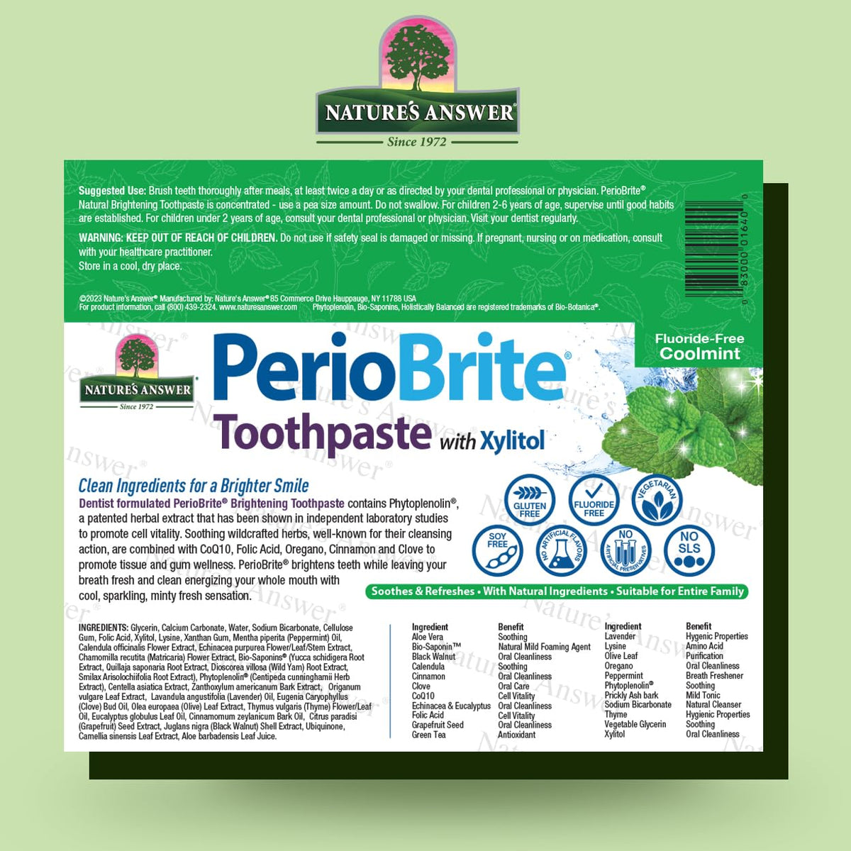 Nature's Answer PerioBrite Natural Toothpaste, Cool Mint, 4 oz, Pack of 2 - view 2