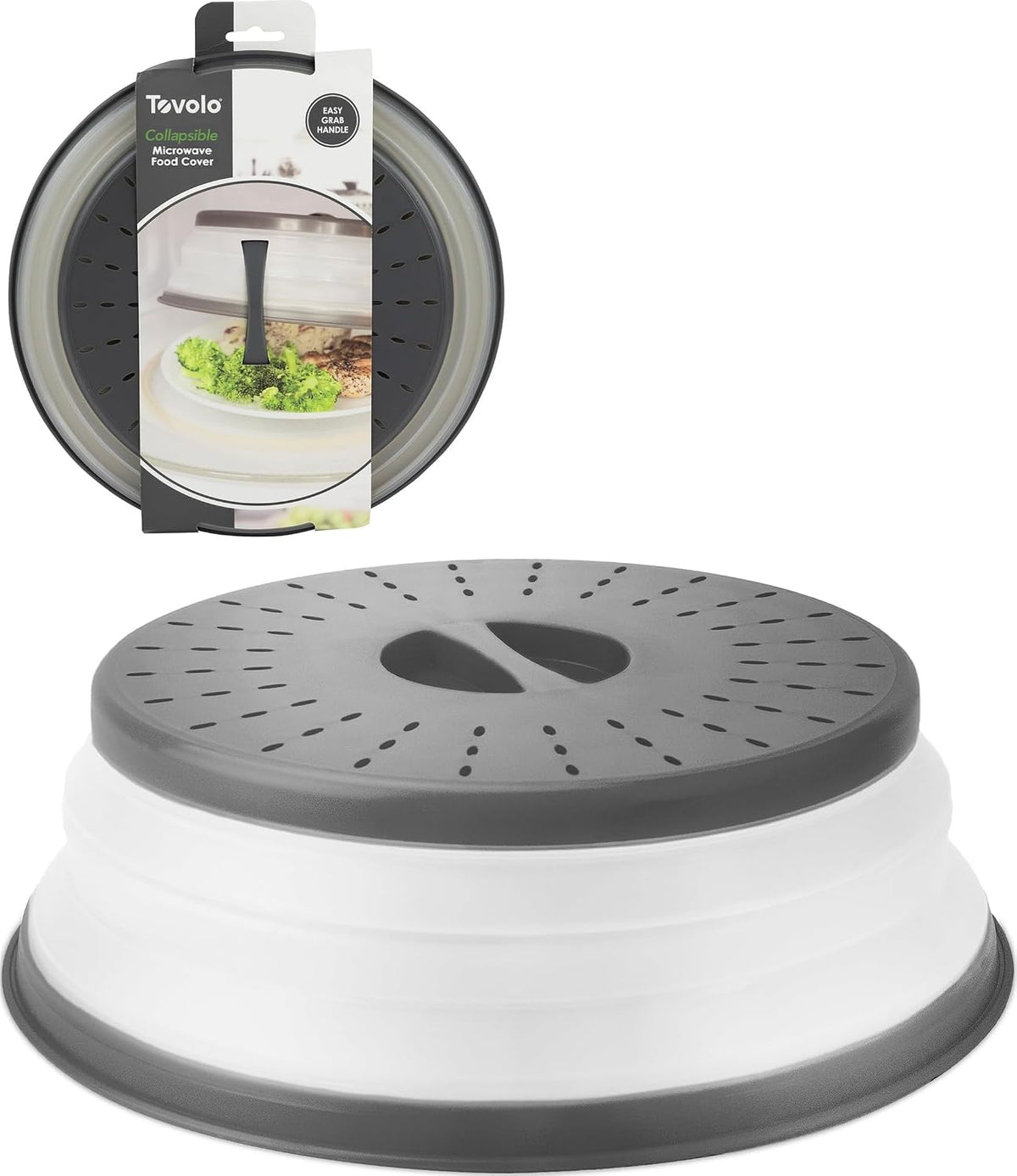 Tovolo Collapsible Microwave Splatter Cover, 10.5 Inch, Charcoal