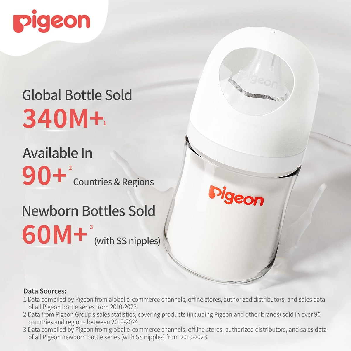 Pigeon Glass Baby Bottles Wide Neck 5 oz (160 ml), Pack of 2 - view 3