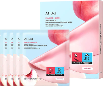 Anua Peach 70 Niacin Brightening Collagen Mask 4 Pack
