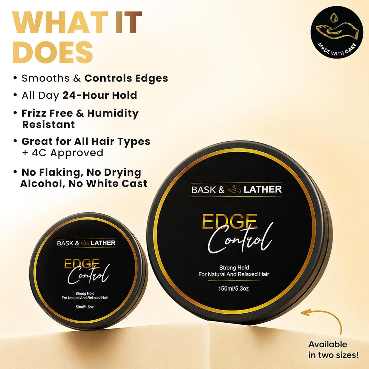 Bask & Lather Strong Hold Edge Control Gel with Castor Oil, 5.3 fl oz - view 3