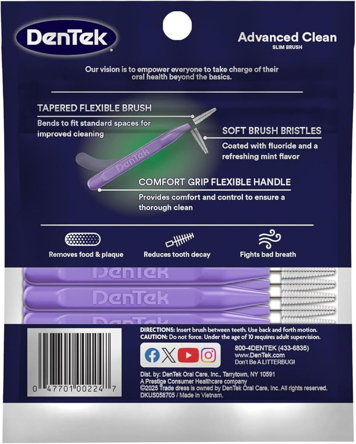 DenTek Advanced Clean Slim Brush Interdental Cleaners, 32 Count, Pack of 4 - view 3