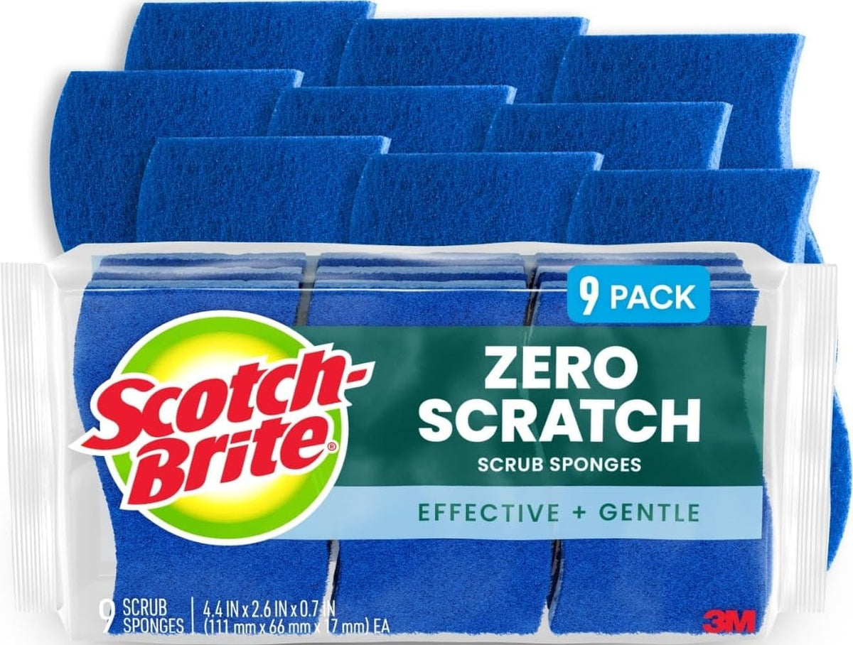 Scotch-Brite Zero Scratch Scrub Sponges, Pack of 9