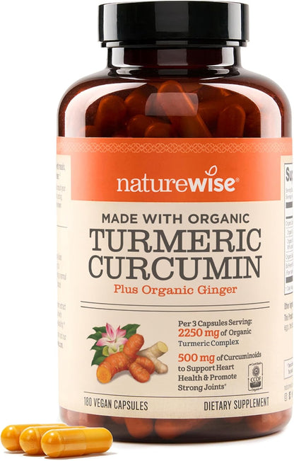 NatureWise Turmeric Curcumin 2250 mg with BioPerine, 180 Capsules