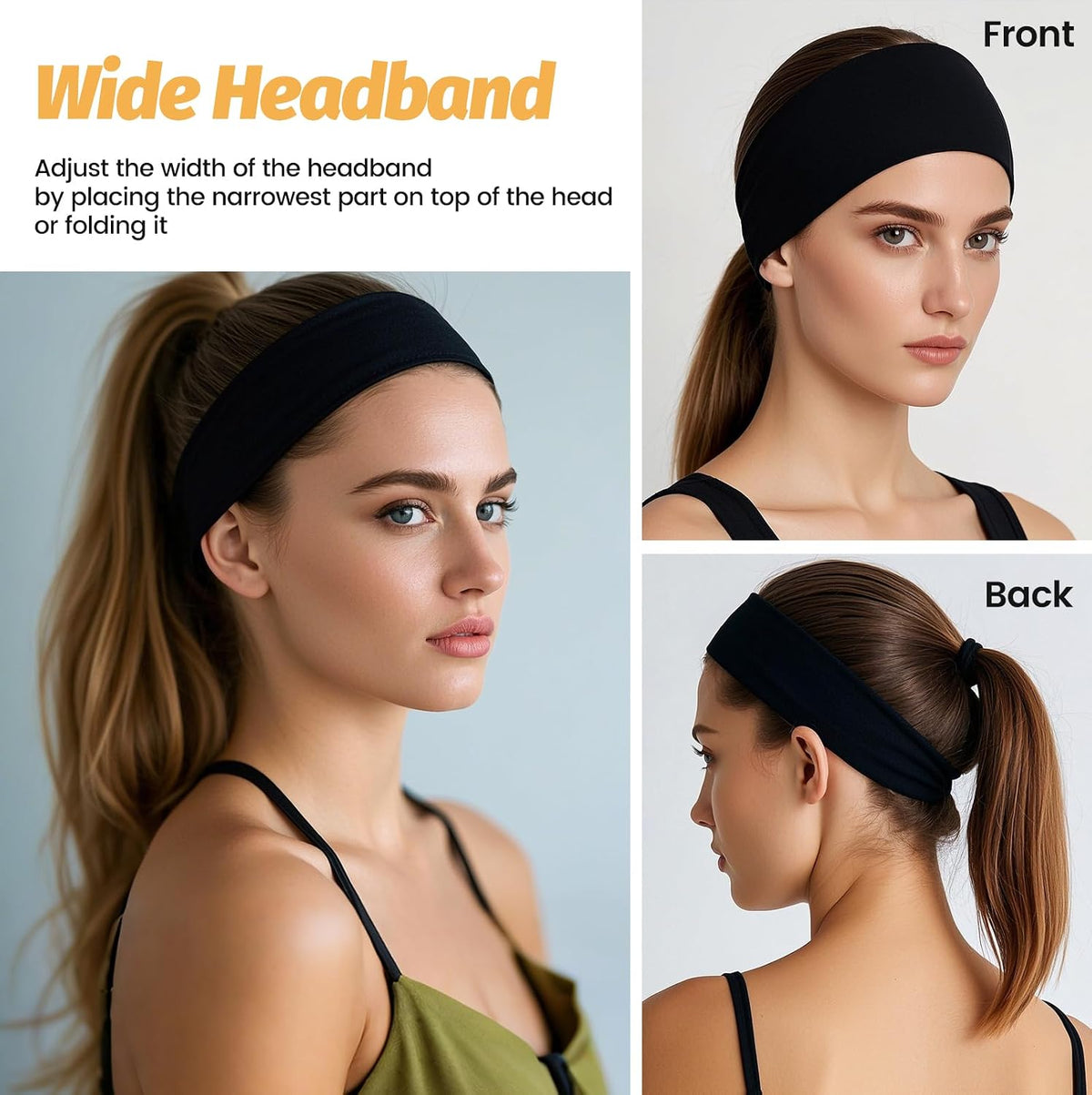 HSEM Wide Elastic Sports Headbands, 6 Pack - view 5