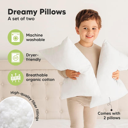 KeaBabies Toddler Pillows 13 x 18 Inch, Pack of 2, Soft White - view 4