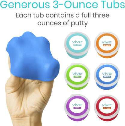 Vive Therapy Putty Set, Extra Soft, Medium and Firm Resistance, 6 Count - view 6