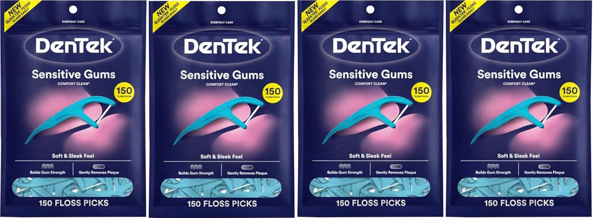 DenTek Comfort Clean Sensitive Gums Floss Picks Mint, 150 Count, Pack of 4 — product view