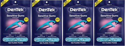 DenTek Comfort Clean Sensitive Gums Floss Picks Mint, 150 Count, Pack of 4
