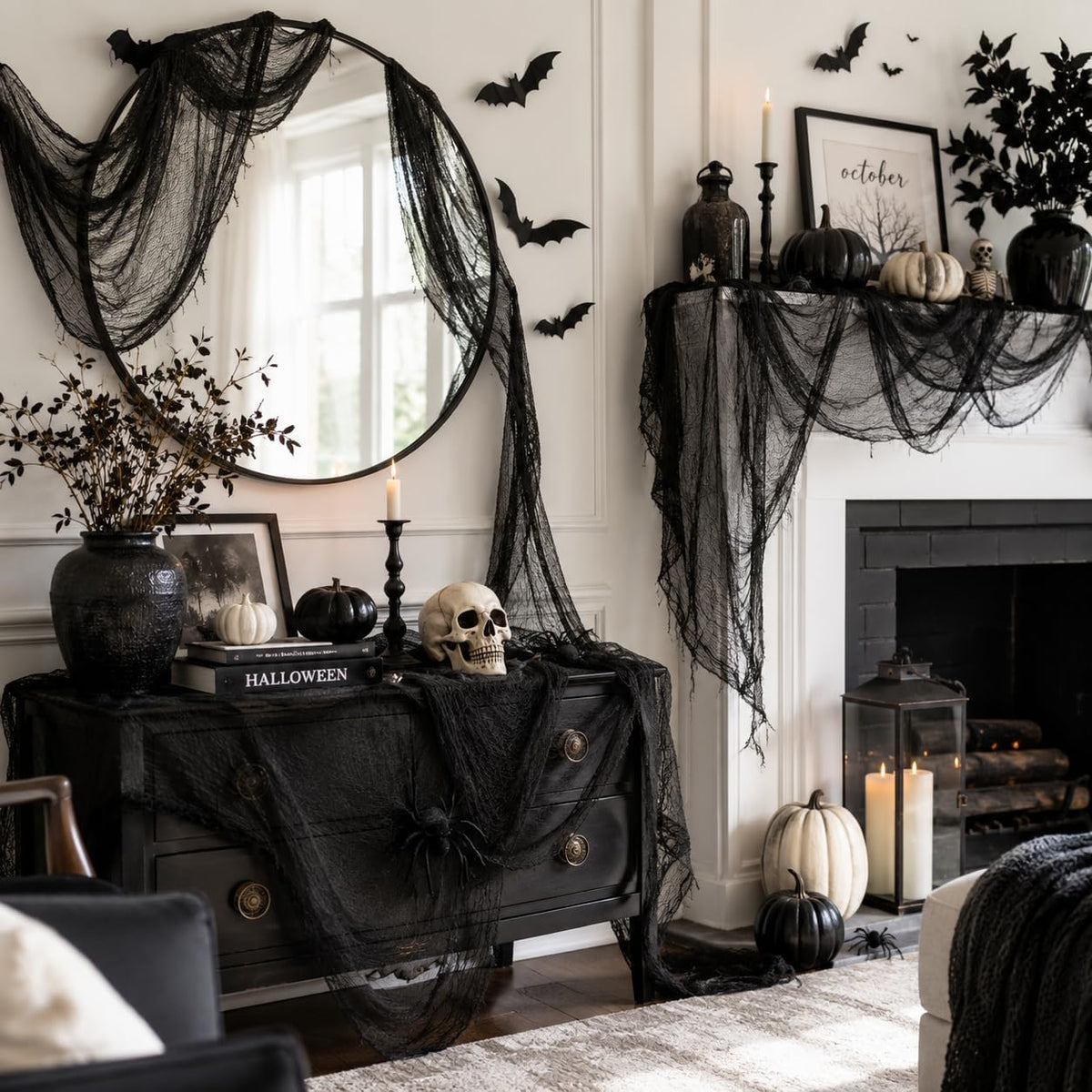 Qtisky Black Halloween Gauze Cloth Decorations, 5 Pieces - view 3